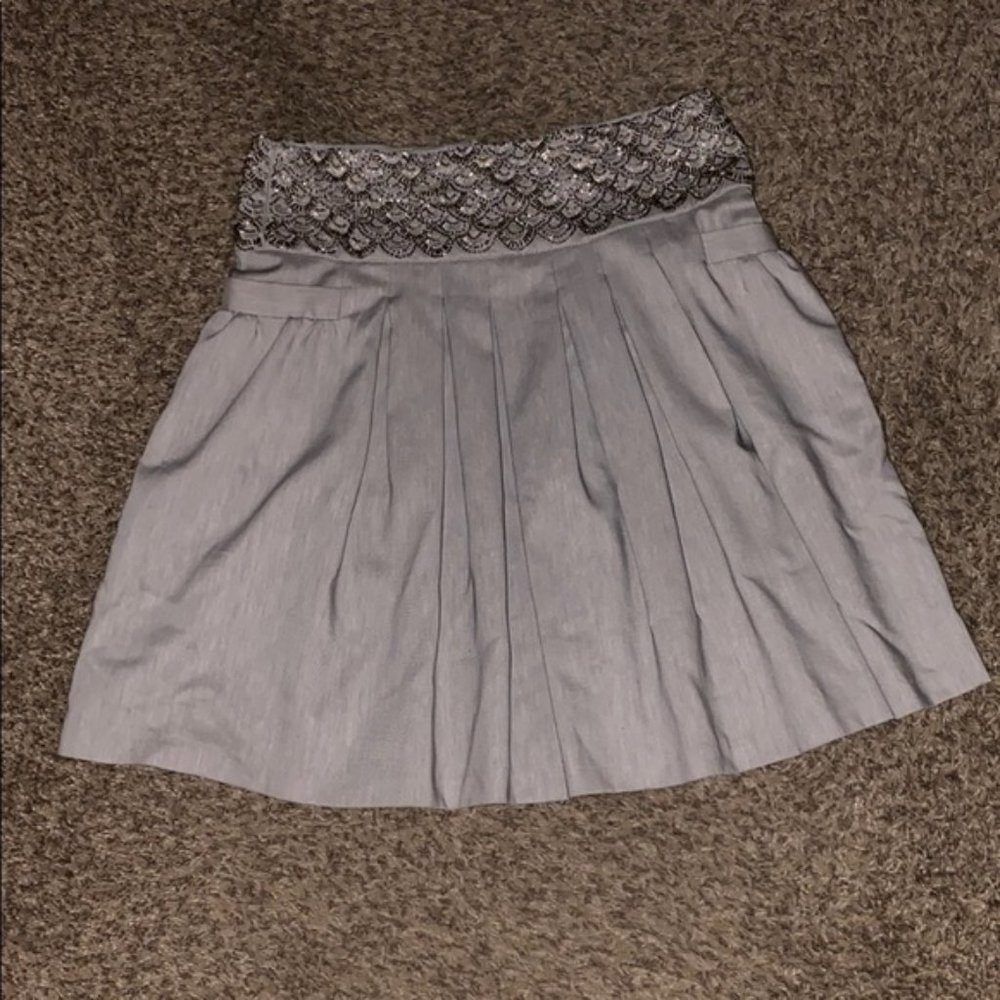 Alice and Olivia Grey Skirt w/ Beaded Waistband